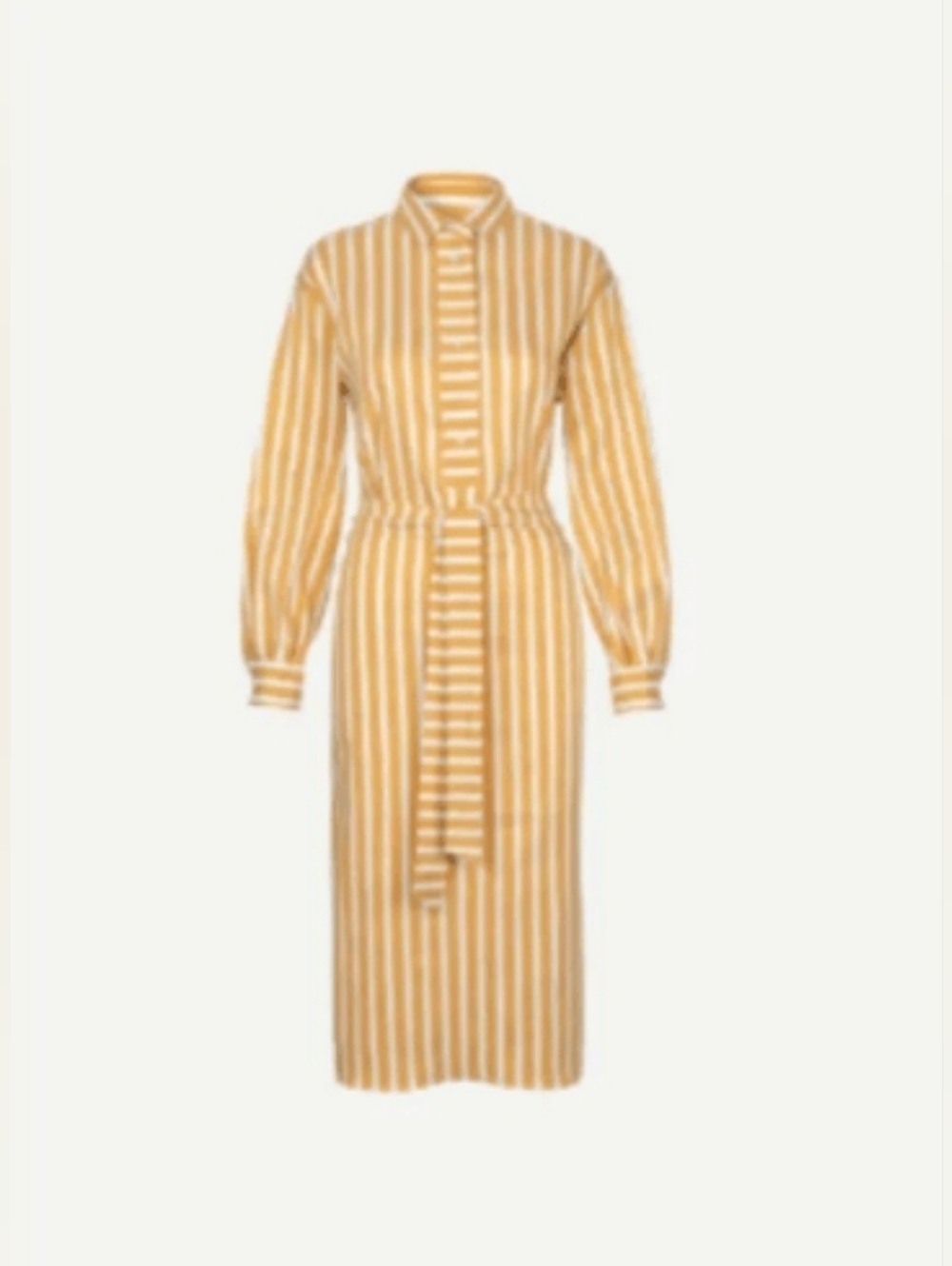Samsoe Samsoe Amara Belted Shirt Dress Size L, Honey Stripe Linen Blend Vacation - Picture 3 of 15